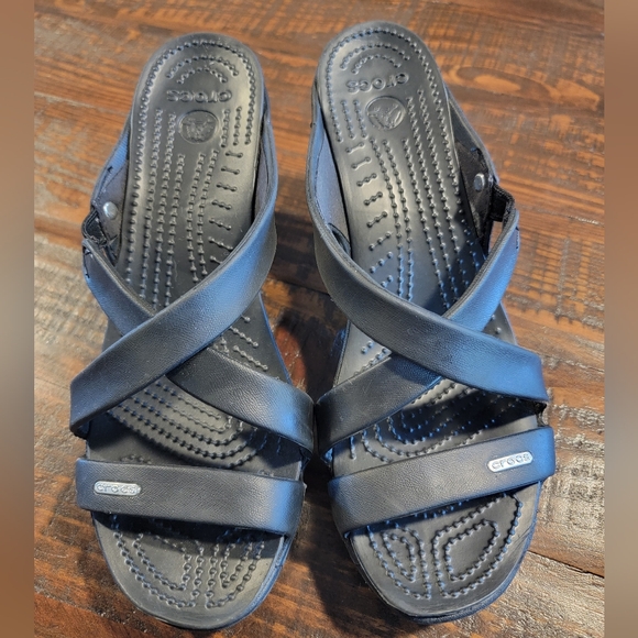 Crocs Cyprus IV Heeled Sandals Black Size 10 - Picture 3 of 7